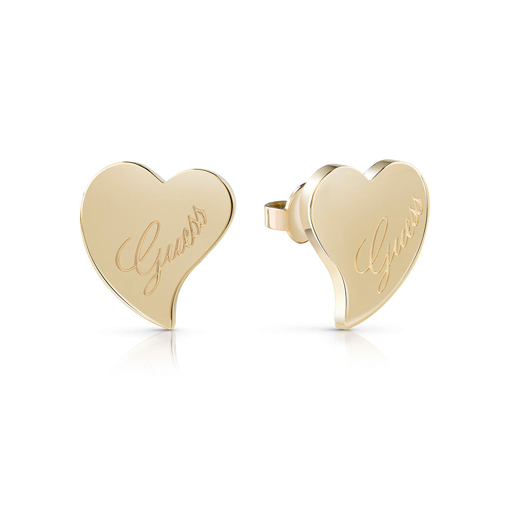 Stylish Guess Gold - Plated Heart - Shaped Stud Earrings for Modern Glamour