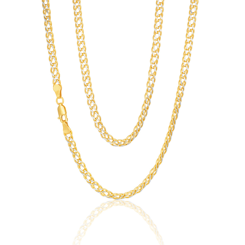 45cm 9 Carat Two-Tone Gold-Plated Double Curb Chain for Men and Women - A Fashionable Jewelry Piece
