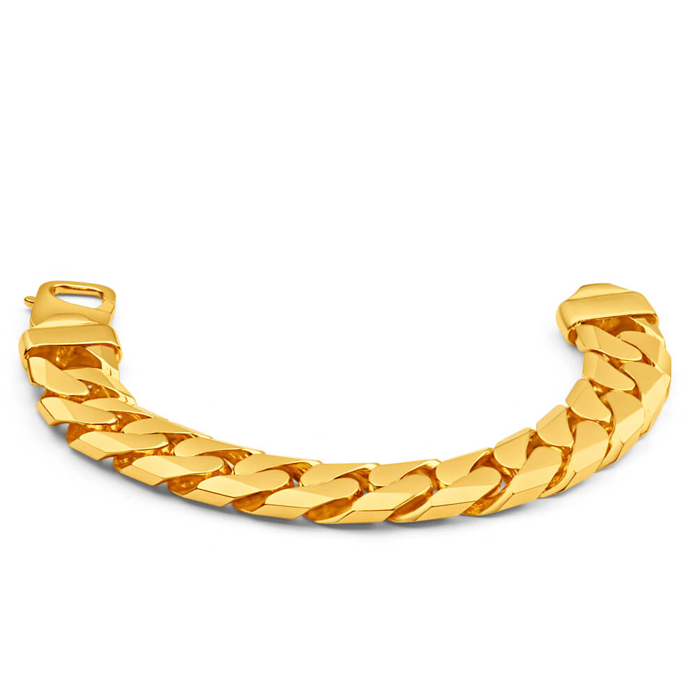 24cm 9ct Yellow Solid Gold Heavy 650 Gauge Curb Bracelet for Timeless Style