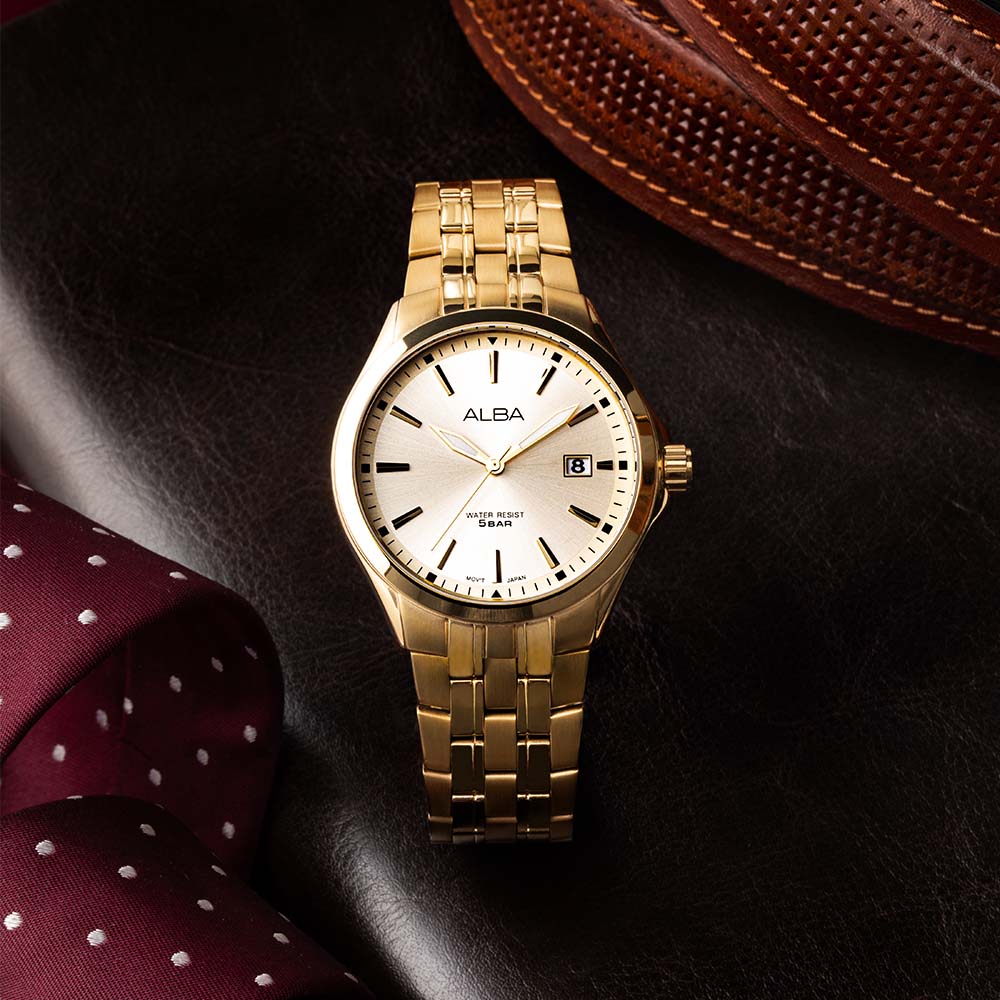 Alba AS9M72X1 Gold-Tone Luxury Stainless Steel Watch with Date Display
