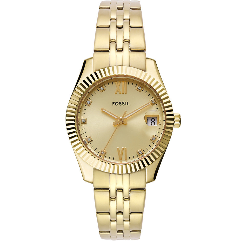 Fossil Scarlette ES5338 All-Gold Quartz Women's Watch with Date Display
