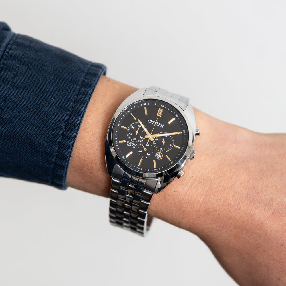 Citizen AN8210-56E Stainless Steel Chronograph Watch with Eco-Drive