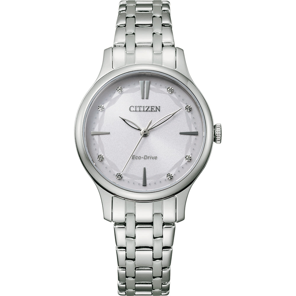 Citizen Women's Luxury Stainless Steel Eco-Drive EM0890-85A Watch with Swarovski Crystals