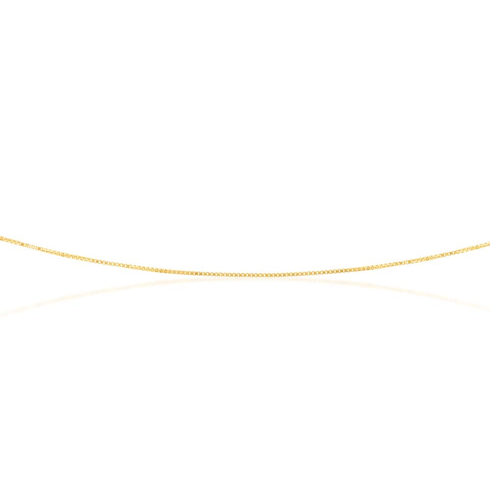 9ct Yellow Solid Gold 15 Gauge Box Chain Necklace with a Length of 51cm for Fashionable Layering