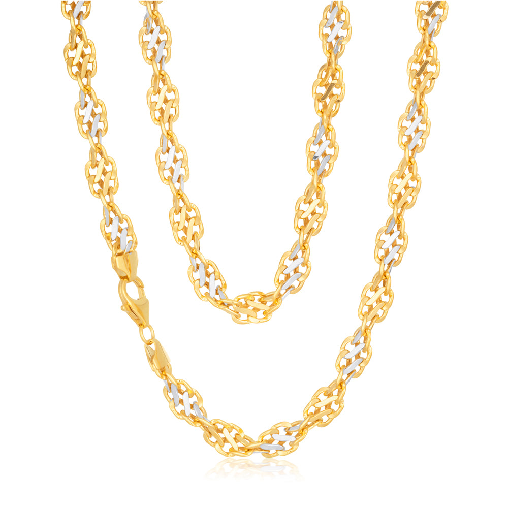 45cm 9ct Two-Tone Gold Filled Stunning Singapore Link Chain