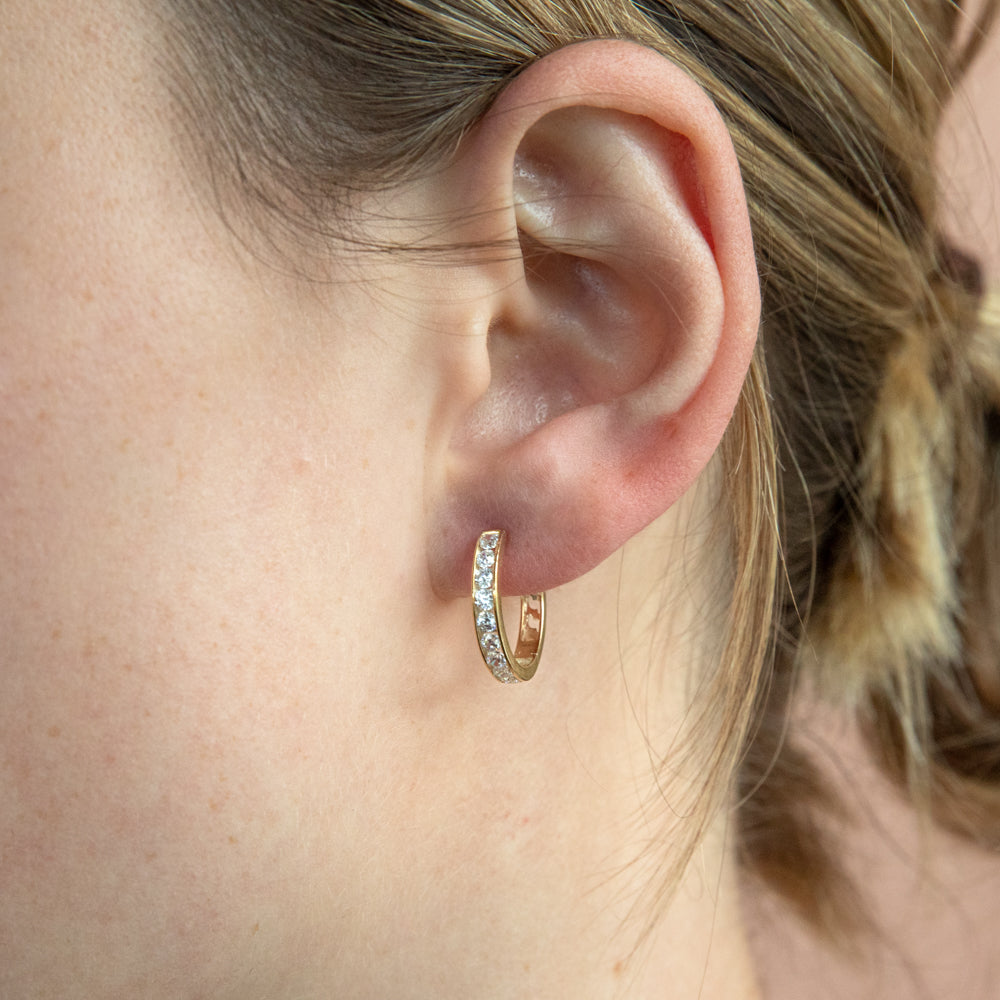 Stunning 9ct Radiant Yellow Gold Cubic Zirconia Hoop Earrings for Timeless Glamour