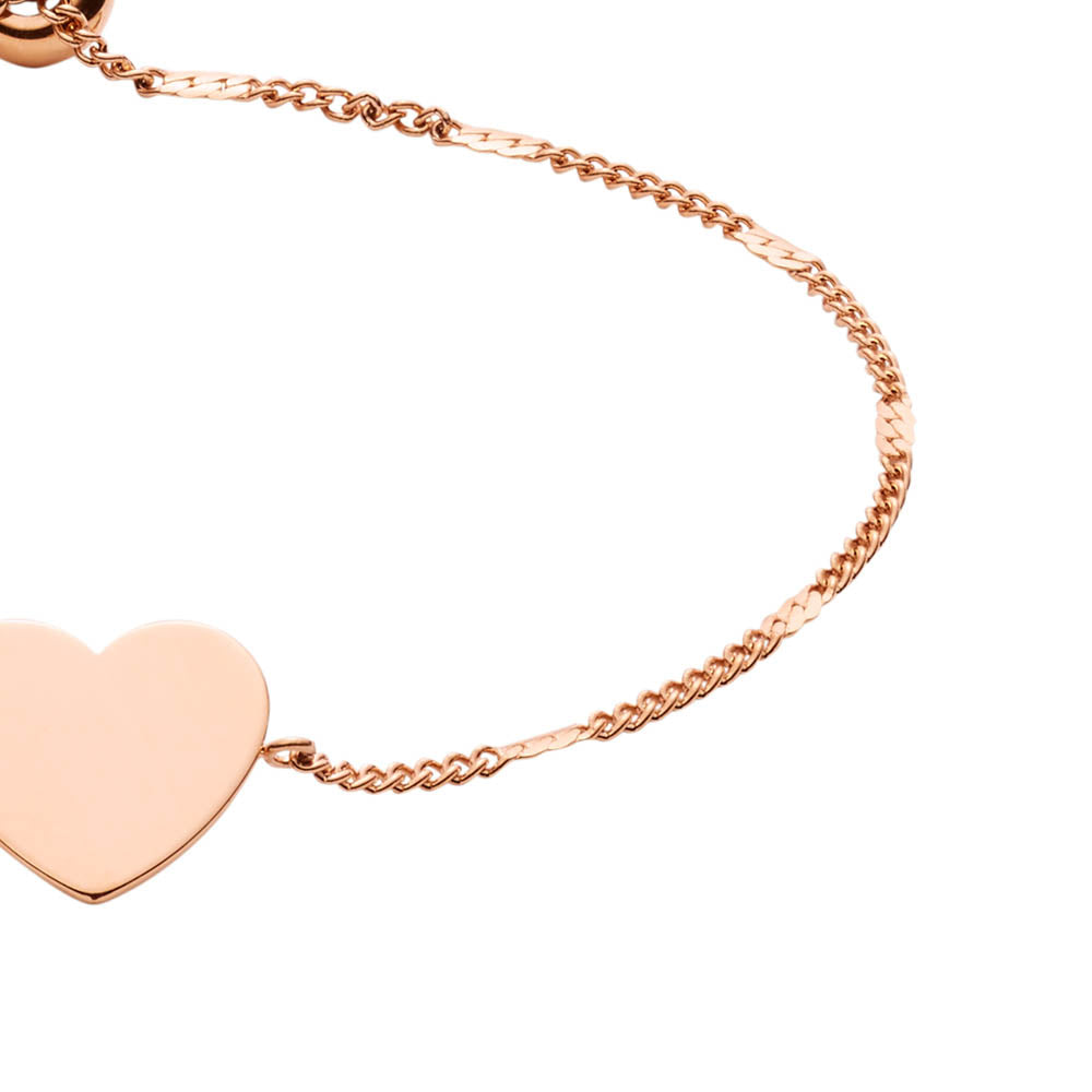 Fossil Women's Fashionable Rose Gold Plated Stainless Steel Drew Heart Design Bracelet