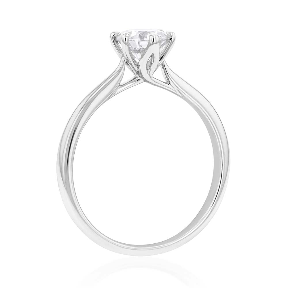 18ct White Gold Single Diamond Ring with 1.00 Carat GI SI Certified Gem