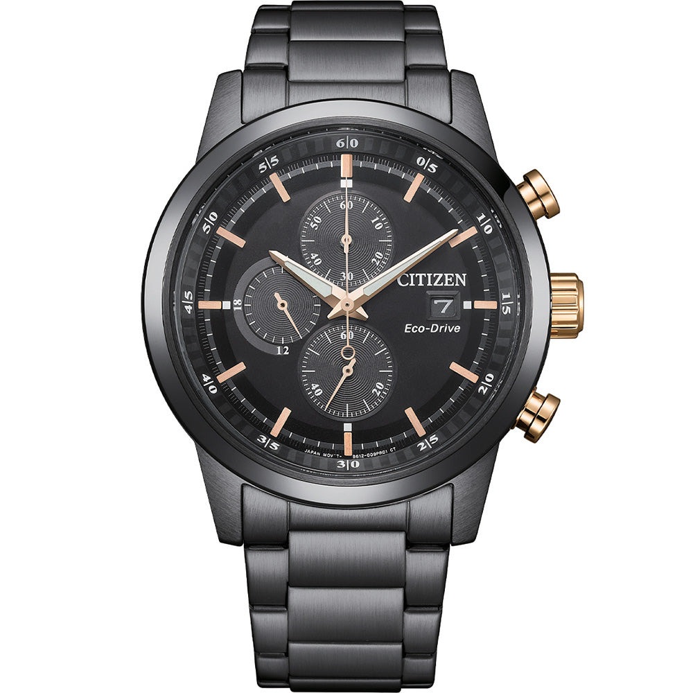 Citizen's Stylish Eco-Drive CA0746-85E Black Chronograph Watch
