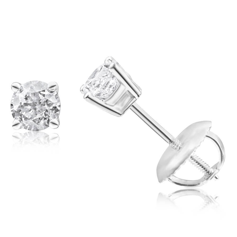 18 Carat White Gold Diamond Stud Earrings Featuring 0.5 Carats of Sparkling Diamonds