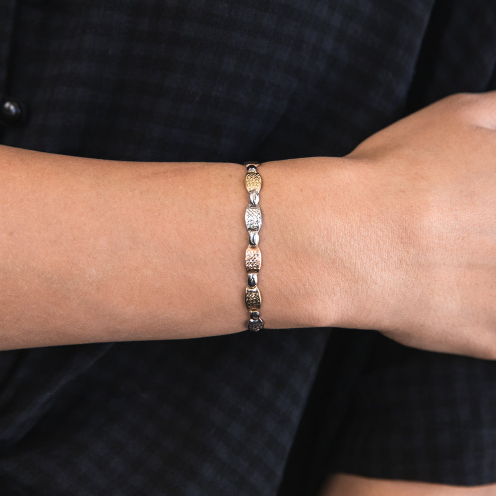 Stylish 9ct Gold Fancy Bracelet in Yellow, White, and Rose Gold Varieties