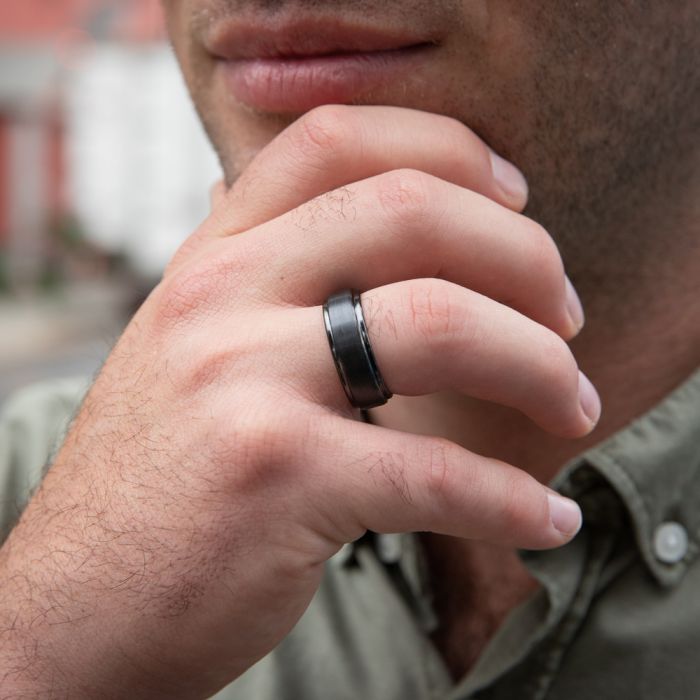 8mm Charcoal Hue Forte Tungsten Ring for Daily Wear