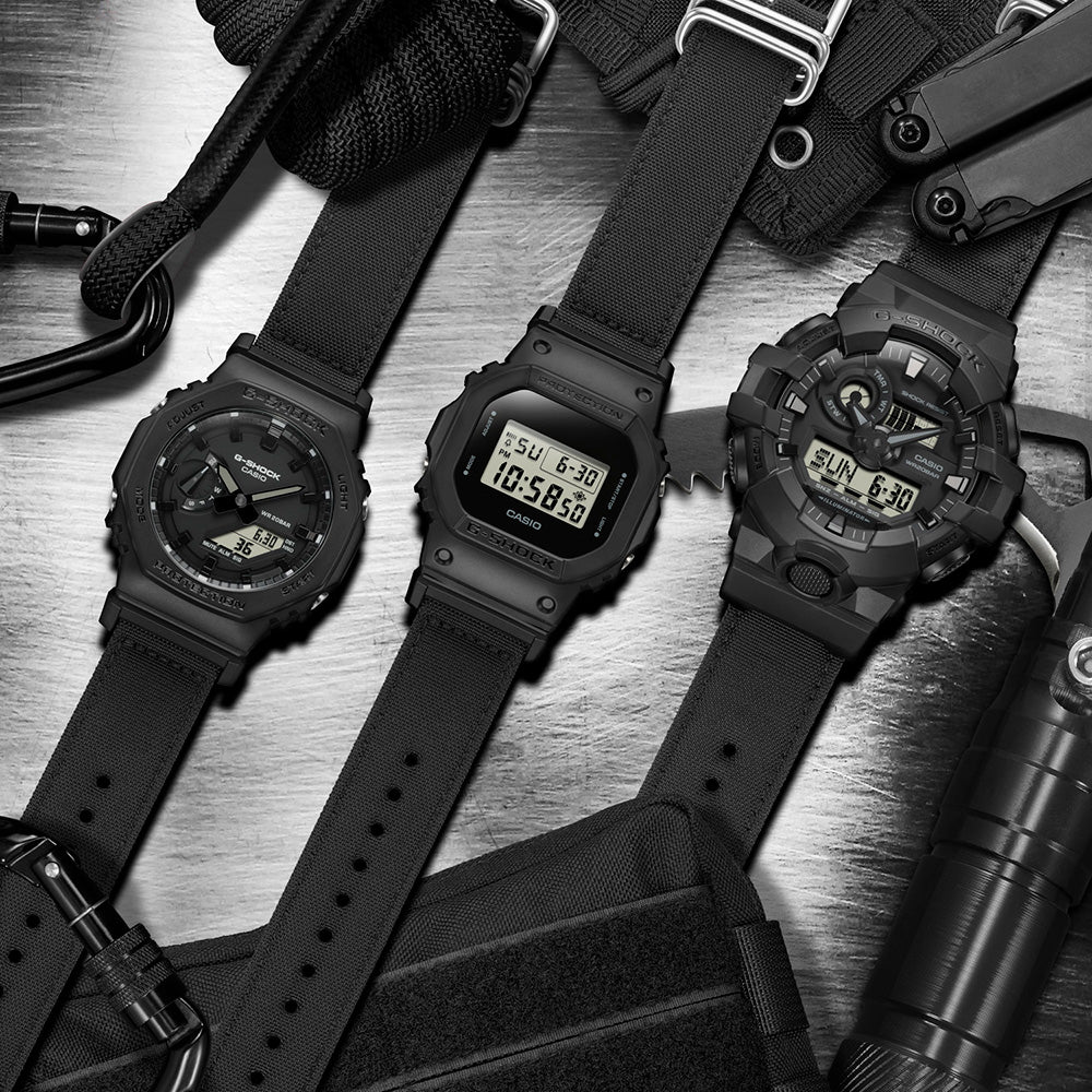 G-Shock GA2100BCE-1A Compact and Durable Utility Black Cordura Wristwatch for Everyday Wear