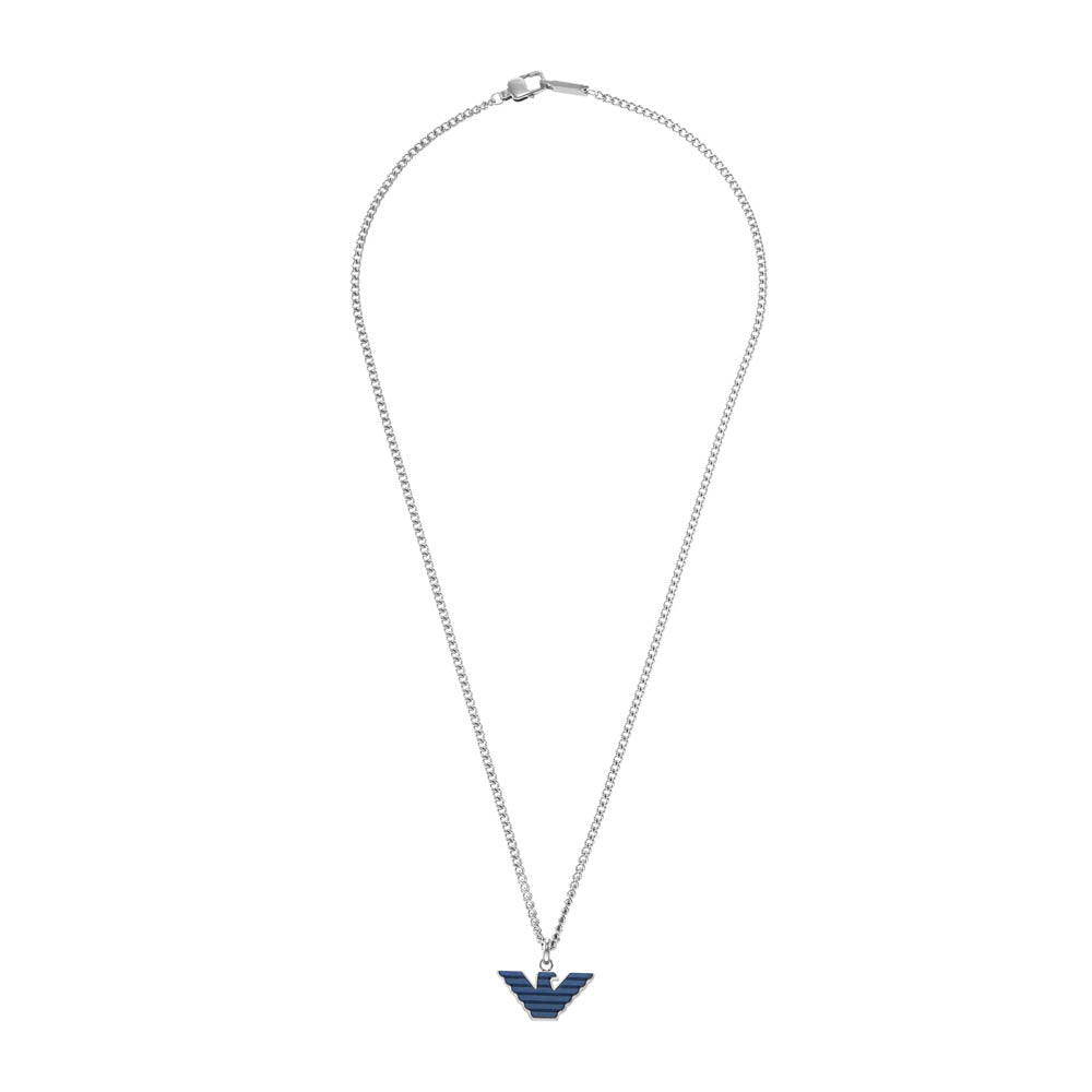 Emporio Armani Stainless Steel Essential Logo Pendant Necklace with Chain