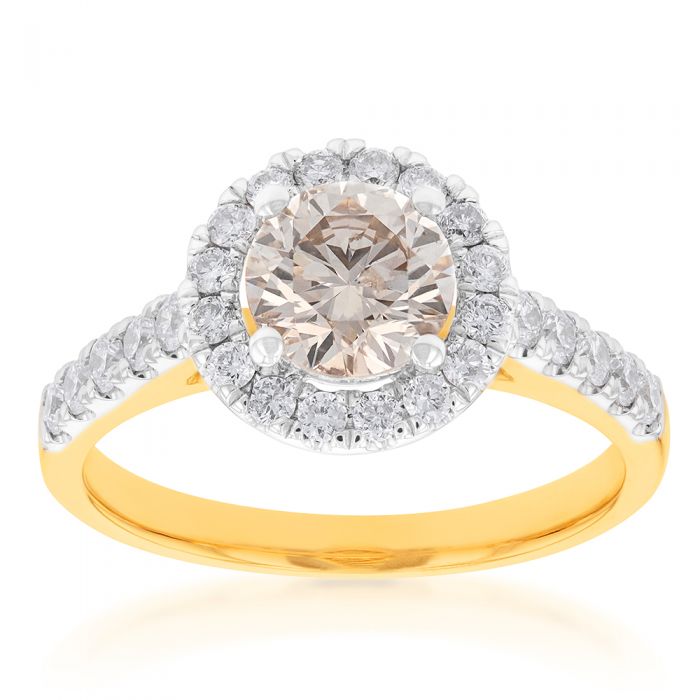 Exquisite 18ct Yellow Gold Ring with 1.50 Carat Diamond and 1 Carat Australian Diamond