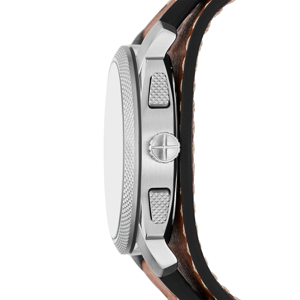 Fossil FS5962 Machine Men's Chronograph Watch with Green Dial and Brown Leather Strap