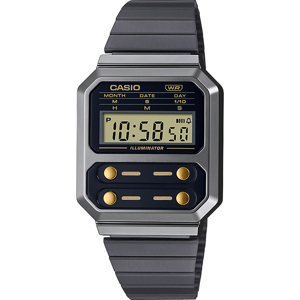 Casio A100WEGG-1A2 Monochrome Digital Wristwatch for Everyday Use
