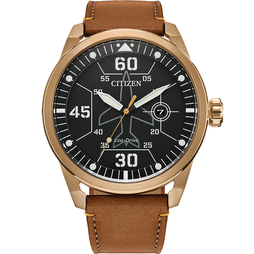 Citizen Rose Gold-Tone 42mm Eco-Drive AW1733-09E Pilot Watch