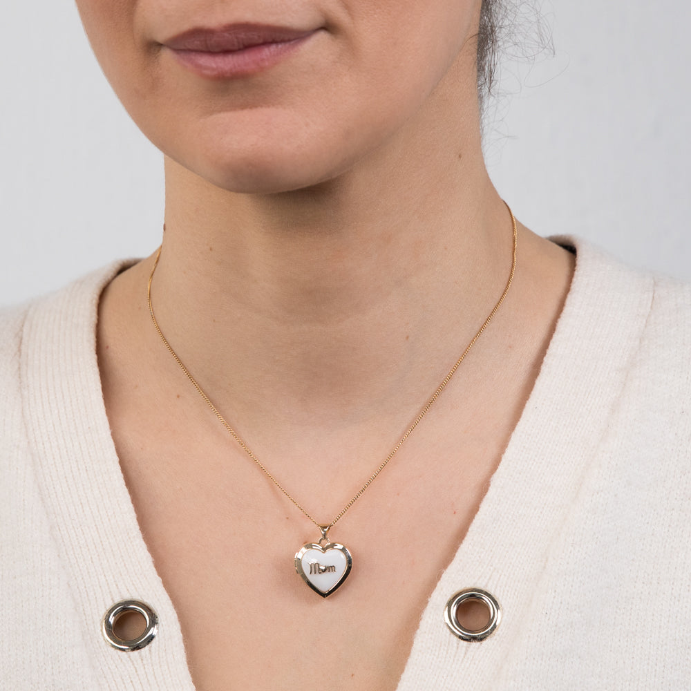 9ct Yellow Gold Locket with White Agate for Mum