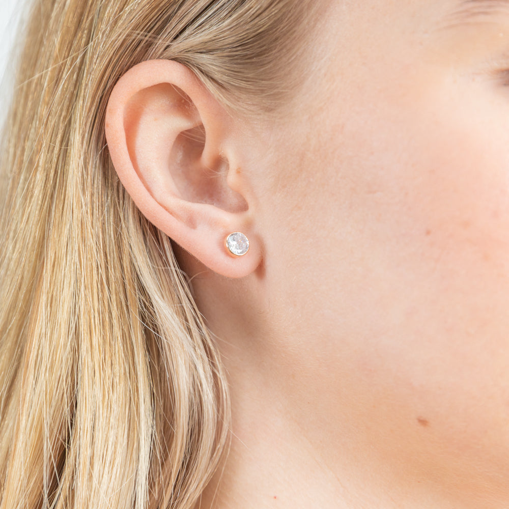 9ct Rose Gold Fashionable 6mm Cubic Zirconia Stud Earrings for Women