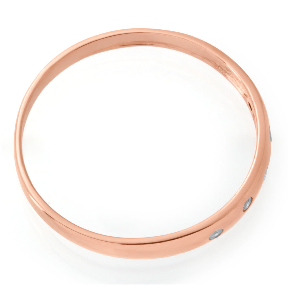 Stunning 9ct Rose Gold Ladies' Diamond Ring Featuring 5 Brilliant 0.05 Carat Diamonds