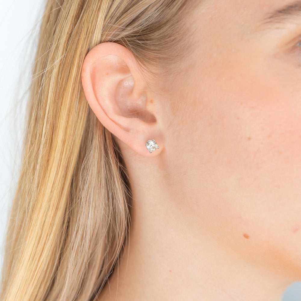 18ct White Gold Screw - back Diamond Stud Earrings with 1 - Carat Sparkling Diamonds