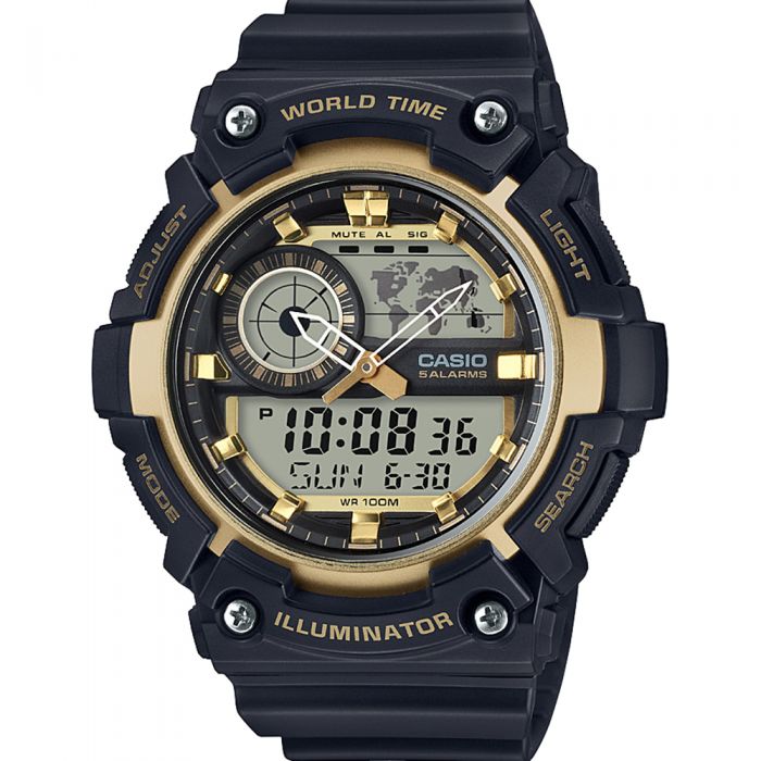 Casio AEQ200W-9A Men's Digital Analogue Watch with Black Resin Strap
