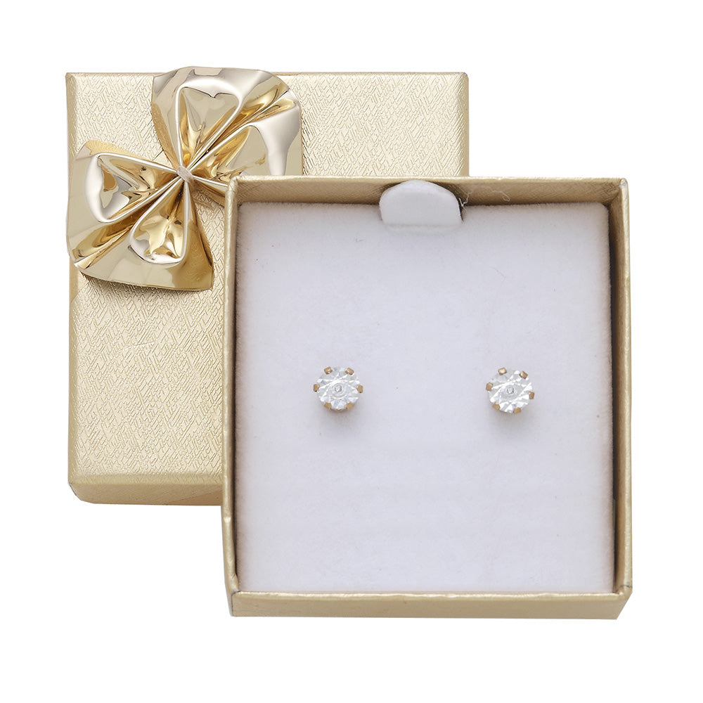 Hypoallergenic Gold Plated Diamond Studs in Elegant Gift Box