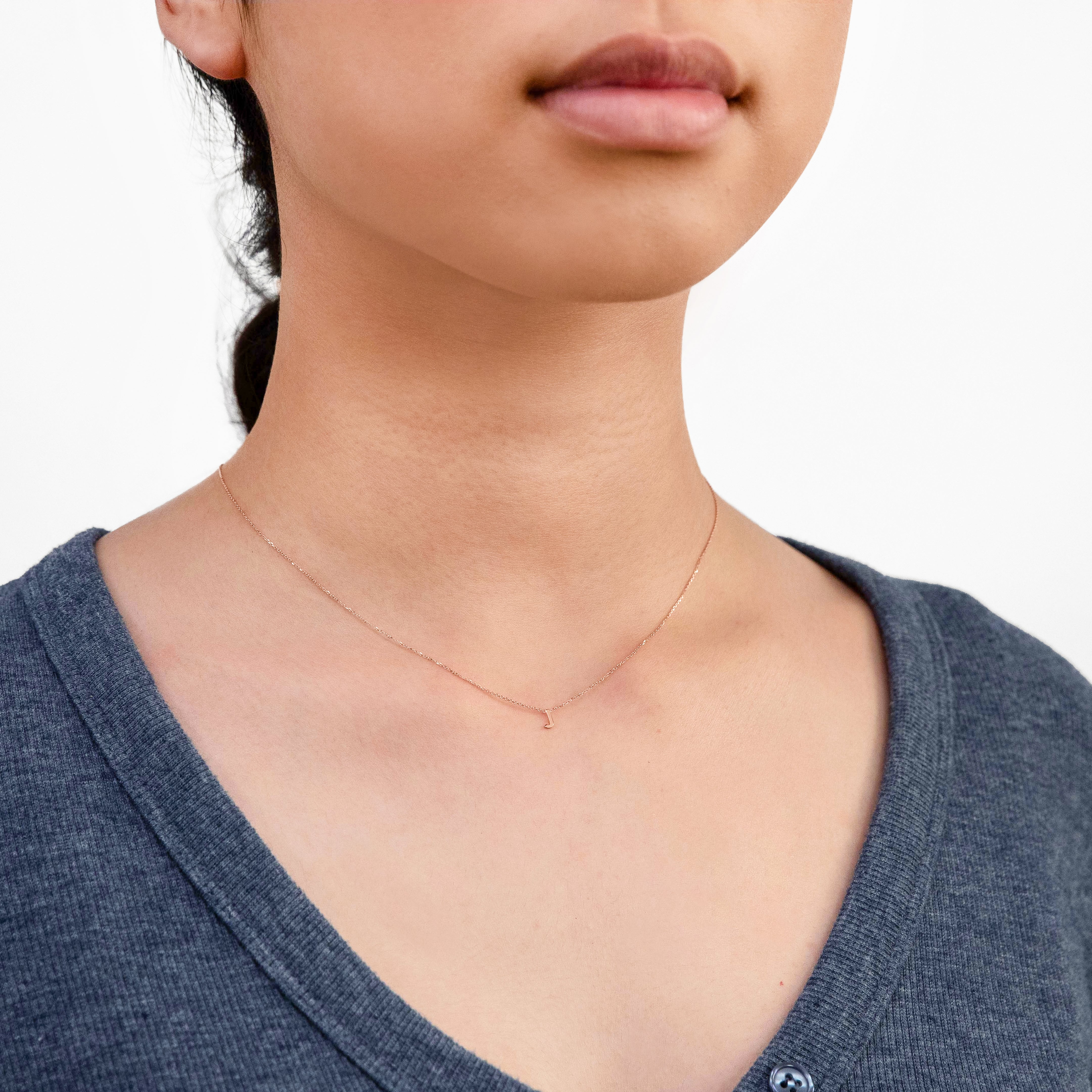 Stylish 9-carat Rose Gold Initial 'J' Pendant with a 43cm Chain for Women's Jewelry Collection