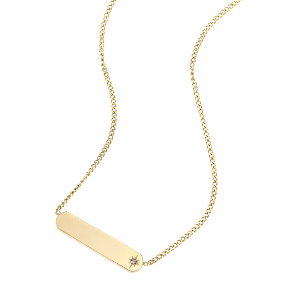 Fossil Drew Bar Pendant with Yellow Gold Plated Stainless Steel Chain
