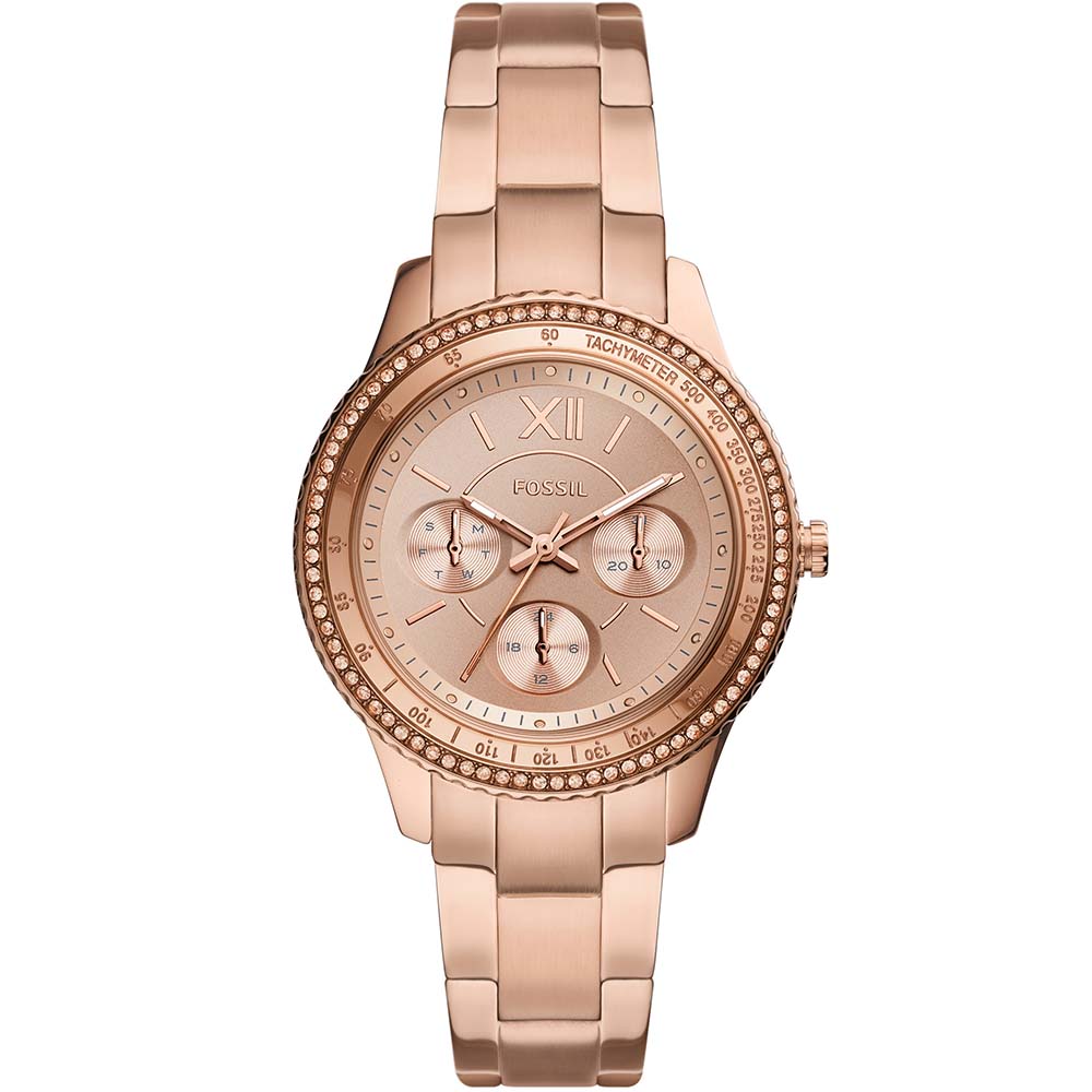 Fossil Stella Sport ES5106 Multi-Functional Wristwatch with Rose Gold Design