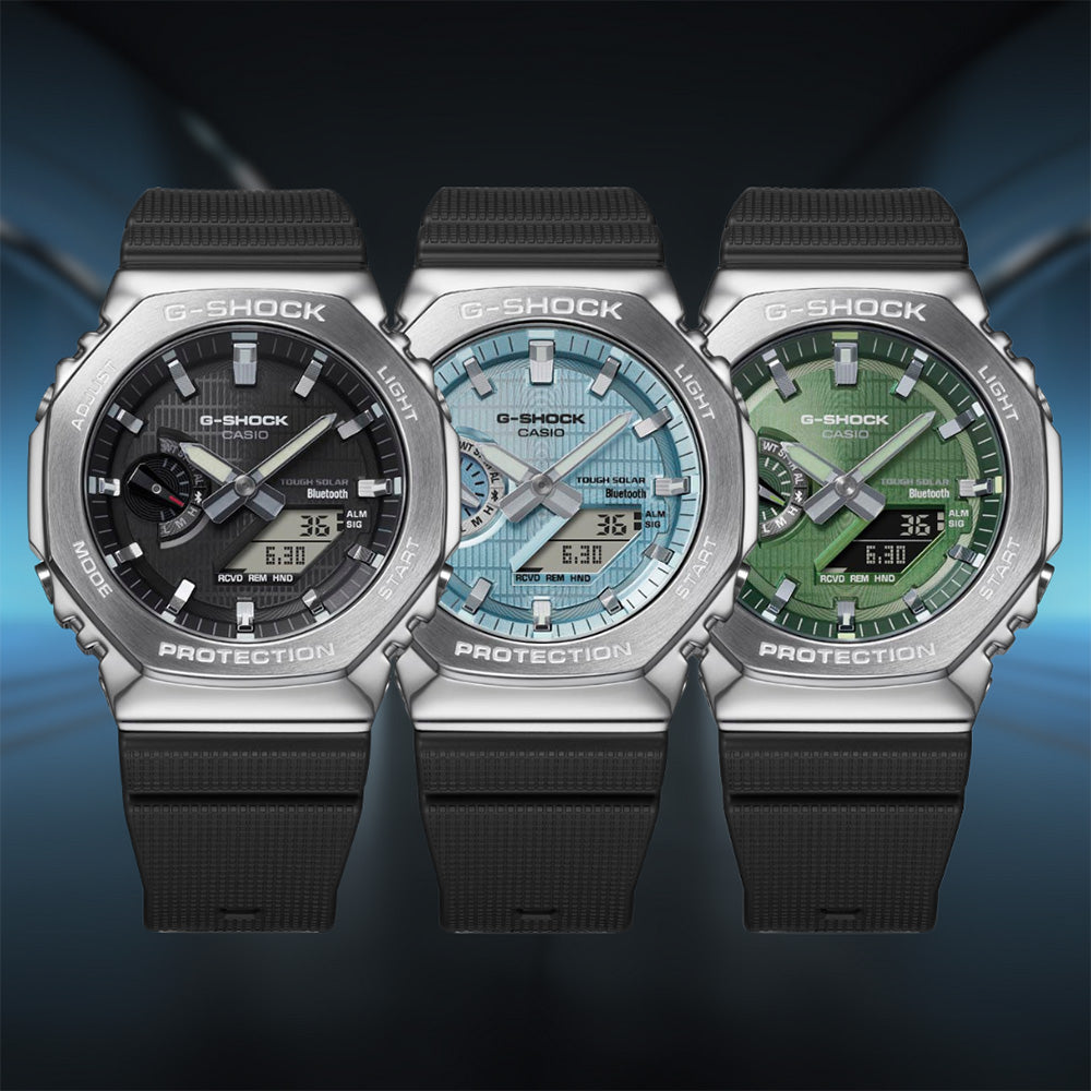 G-Shock GBM2100-1A Bluetooth 'CasiOak' Watch with Metal Covering