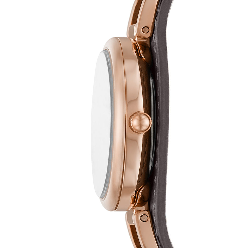 Fossil ES5212 Carlier 28mm Stainless Steel Watch with LiteHide™ Leather Strap