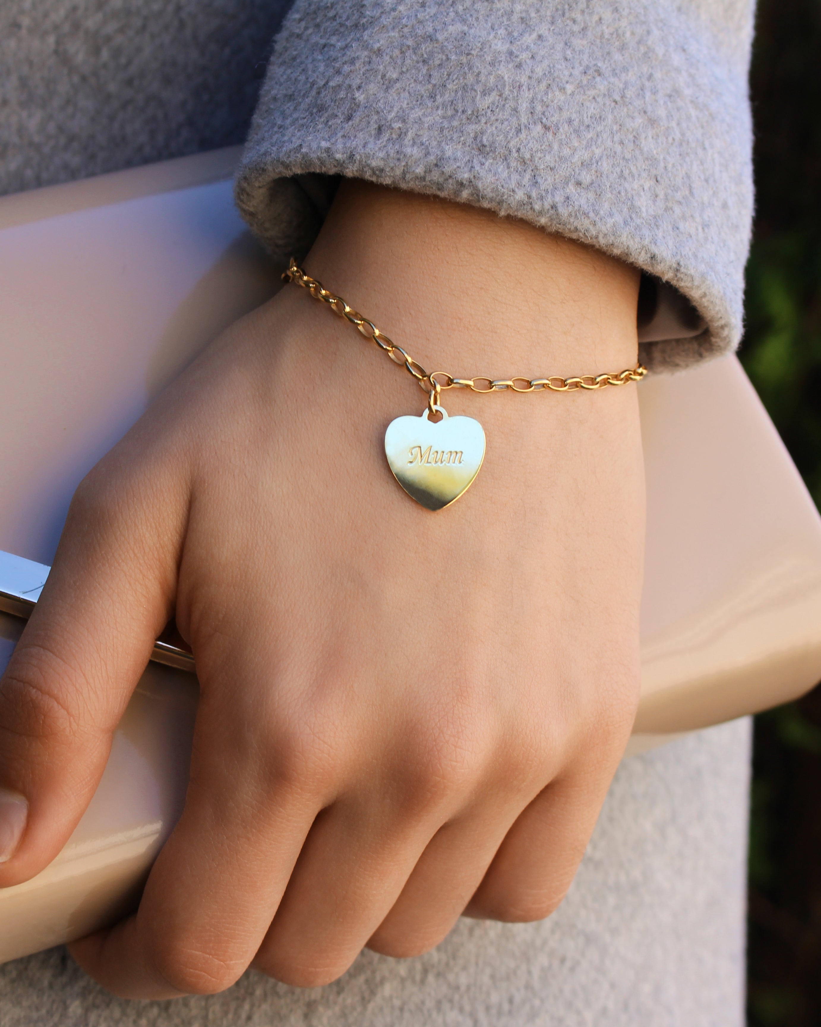 19cm 9ct Yellow Gold-Filled Bracelet with Mum Charm
