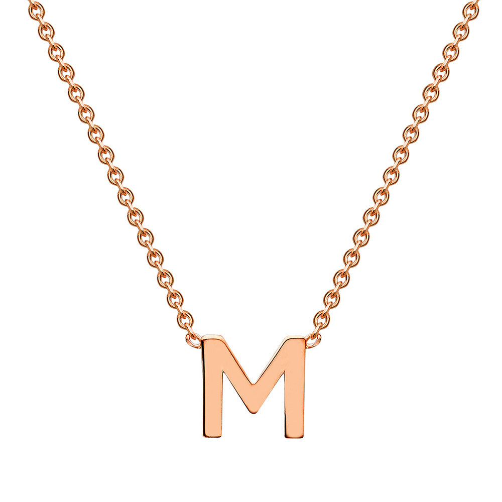 Stunning 9ct Rose Gold Initial 'M' Pendant with 43cm Chain
