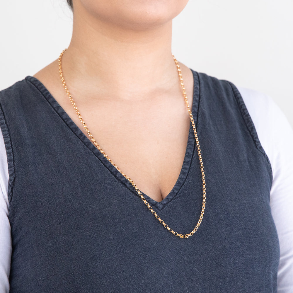 9 Carat Elegant Solid Yellow Gold Classic Belcher Style Necklace Chain