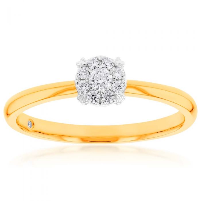 Exquisite Flawless Cut Diamond Engagement Ring Crafted in 9ct Yellow and White Gold