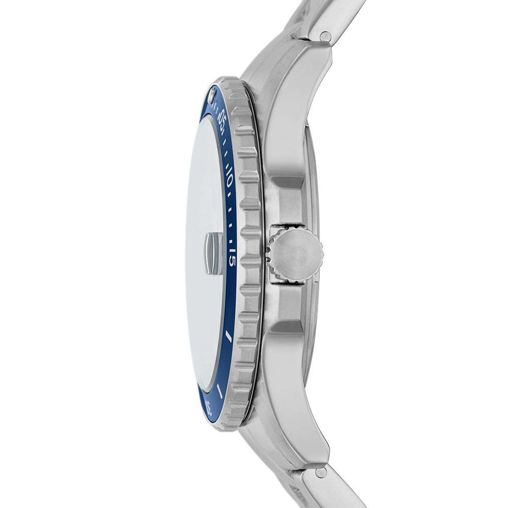 Fossil FS5949 Men's Stainless Steel Watch in Striking Blue
