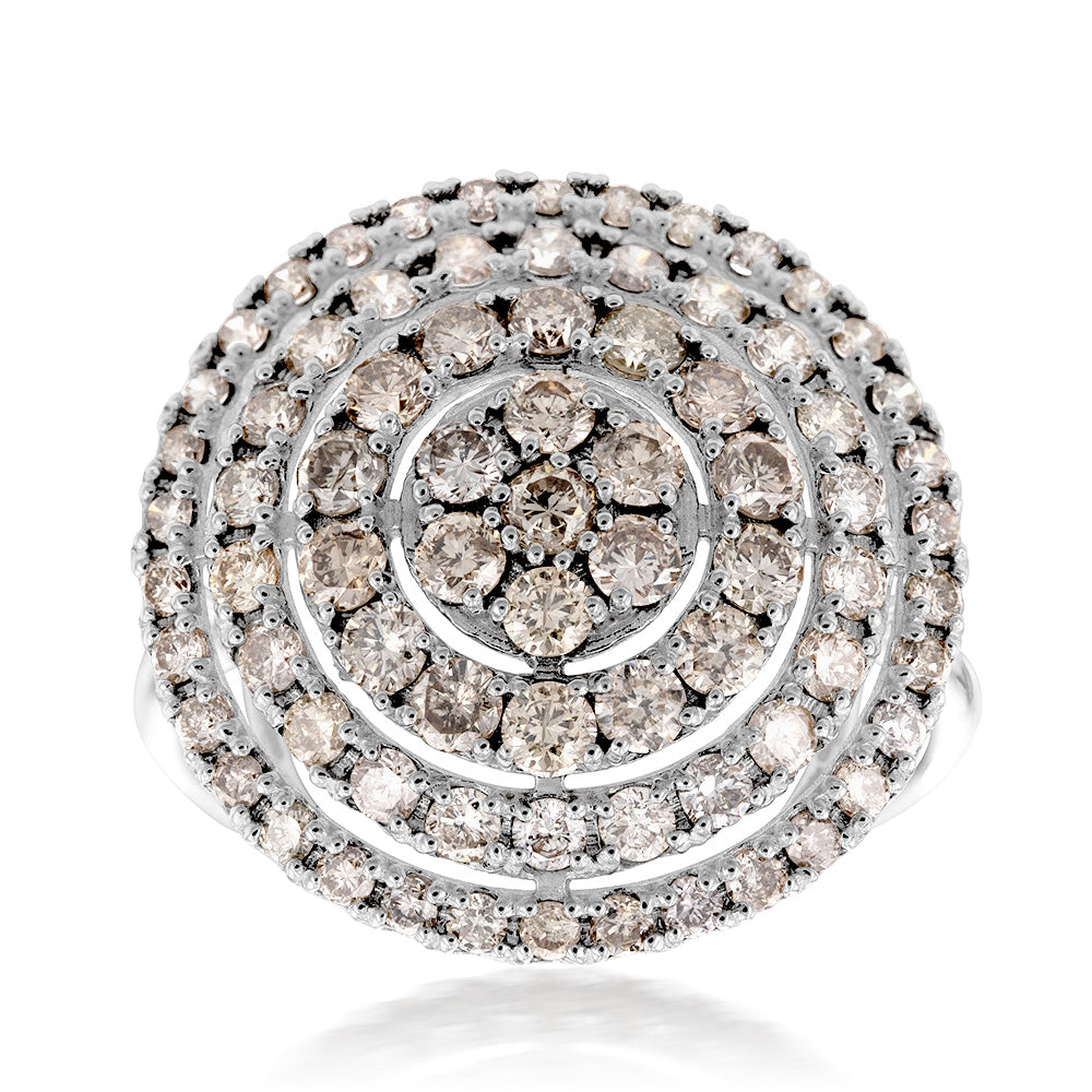 Exquisite 18ct White Gold 2-Carat Round Cluster Diamond Ring
