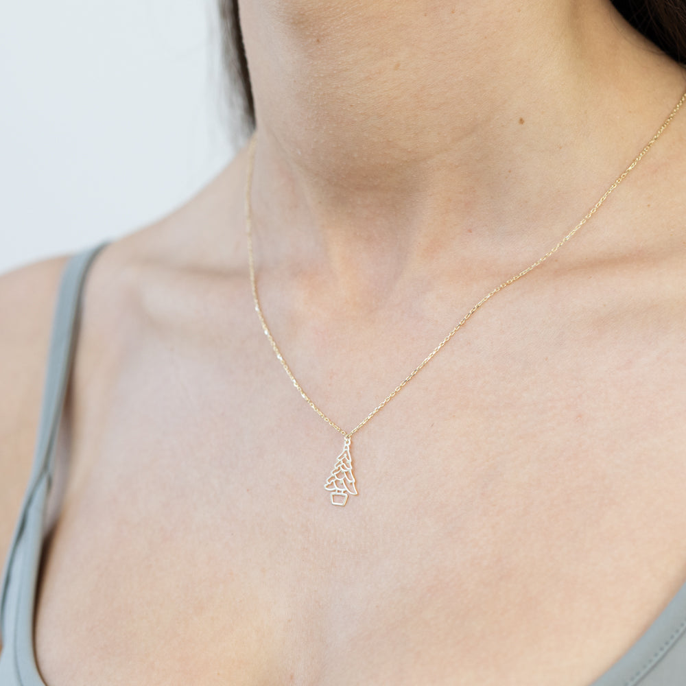 9ct Yellow Gold Christmas Tree Ornament Pendant with Necklace Chain