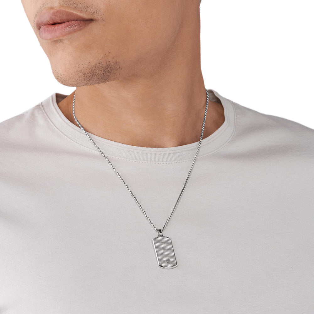 Emporio Armani Stylish Stainless Steel Dog Tag Pendant with Durable Chain