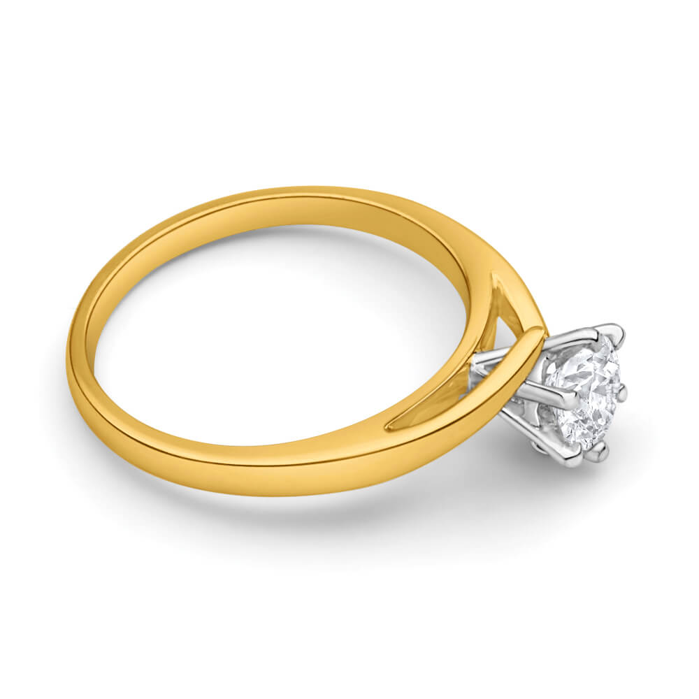Exquisitely Certified 18 Carat Yellow and White Gold Diamond Engagement Ring