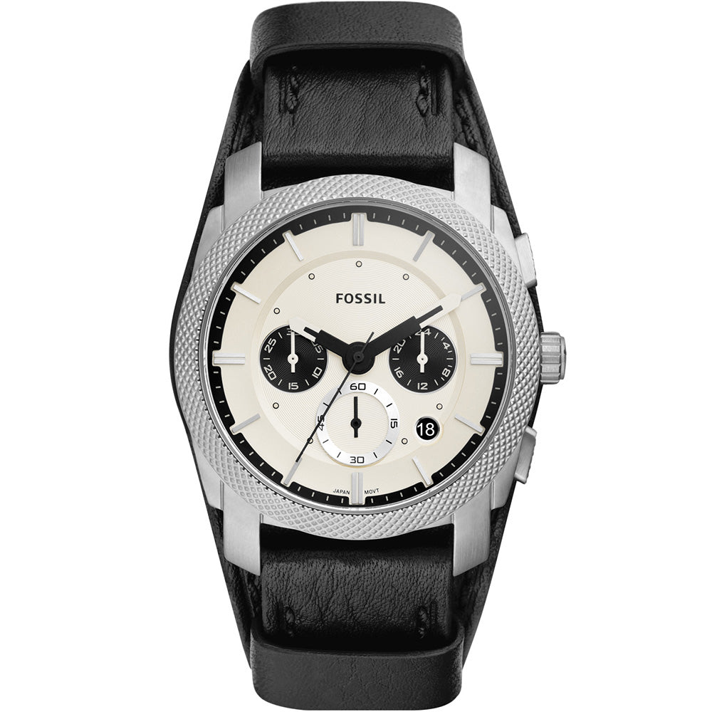 Fossil Machine FS5921 - Stylish Watch with Black Leather Strap and Stainless Steel Case