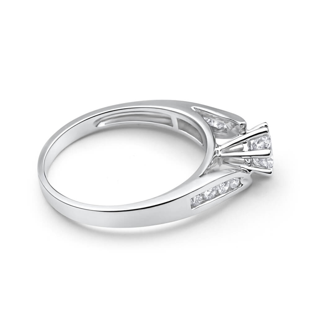 Exquisite 18 Carat White Gold Engagement Ring Adorned with 0.5 Carats of Sparkling Brilliant Cut Diamonds