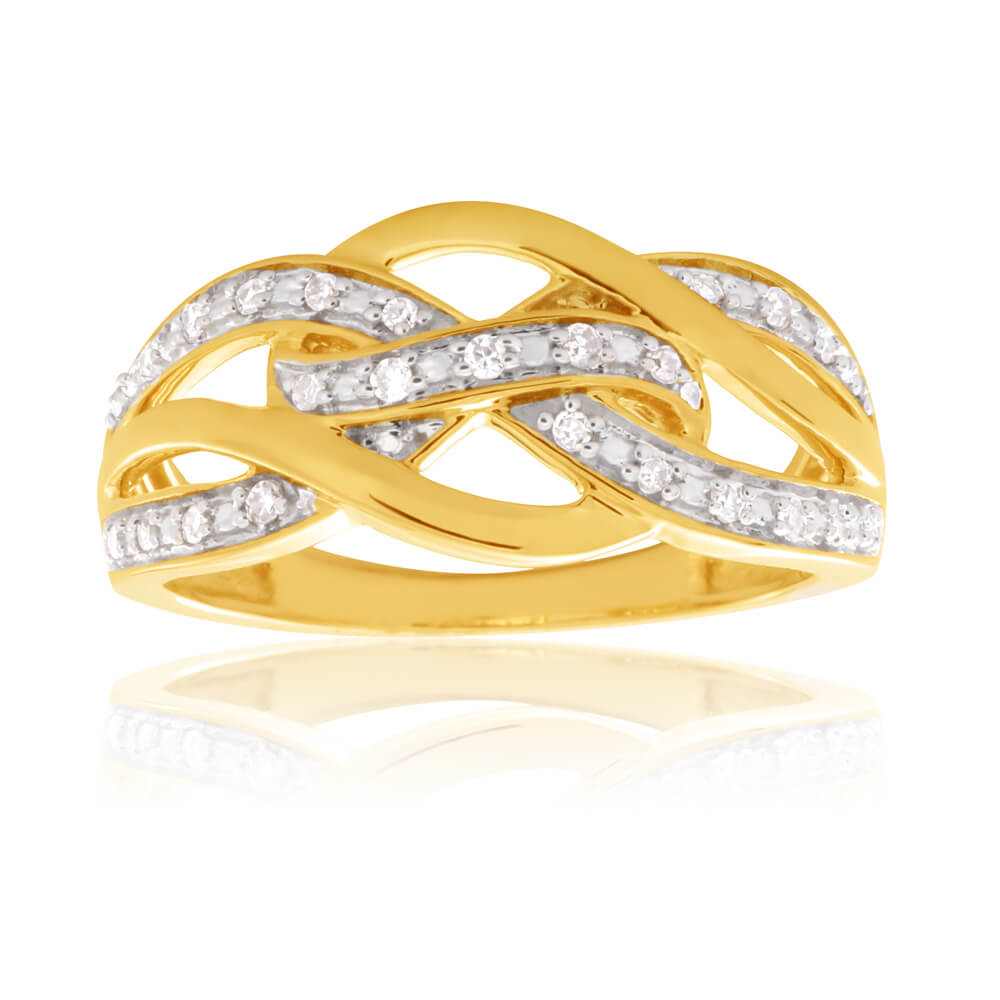 Exquisite 25-Piece Brilliant Cut Diamond Ring Crafted in 9ct Yellow Gold