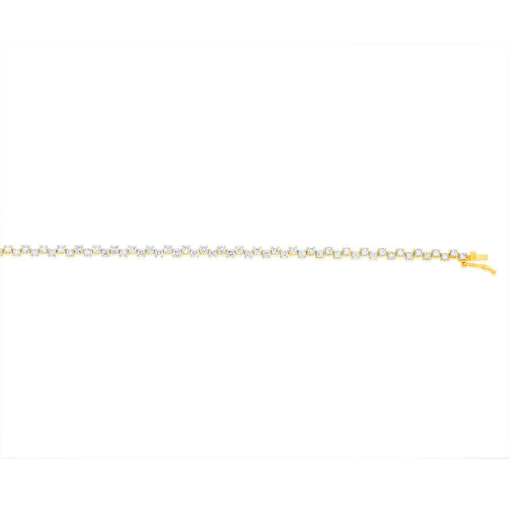 Stunning 2 Carat Diamond Tennis Bracelet Crafted in 10ct Yellow Gold