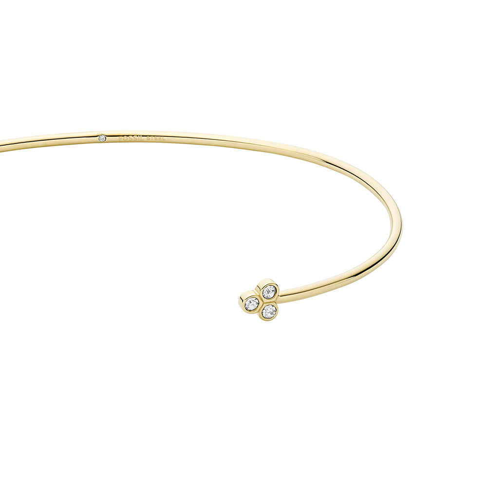 Fossil Stylish Yellow Gold - Coated Stainless Steel Sadie Trio Sparkling Cuff Bangle Jewelry