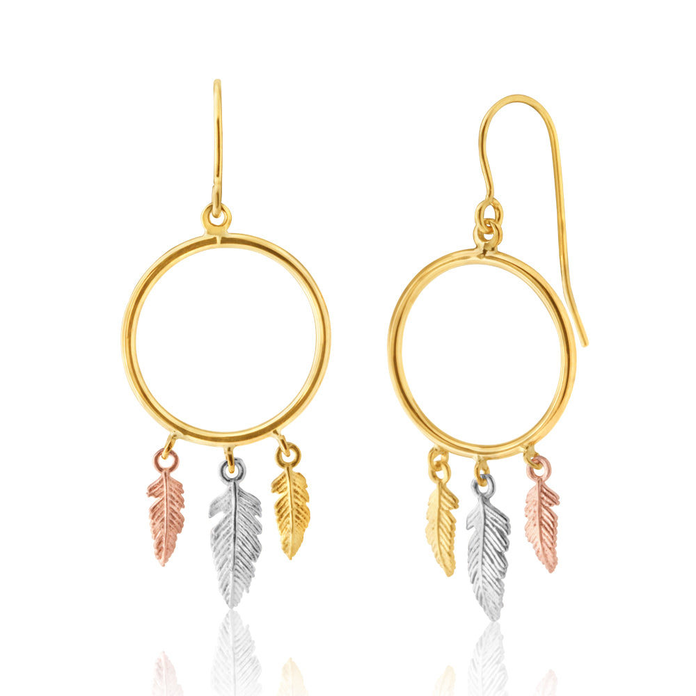 Stylish 9ct Gold Hoop Earrings with Sheppards Hook Design