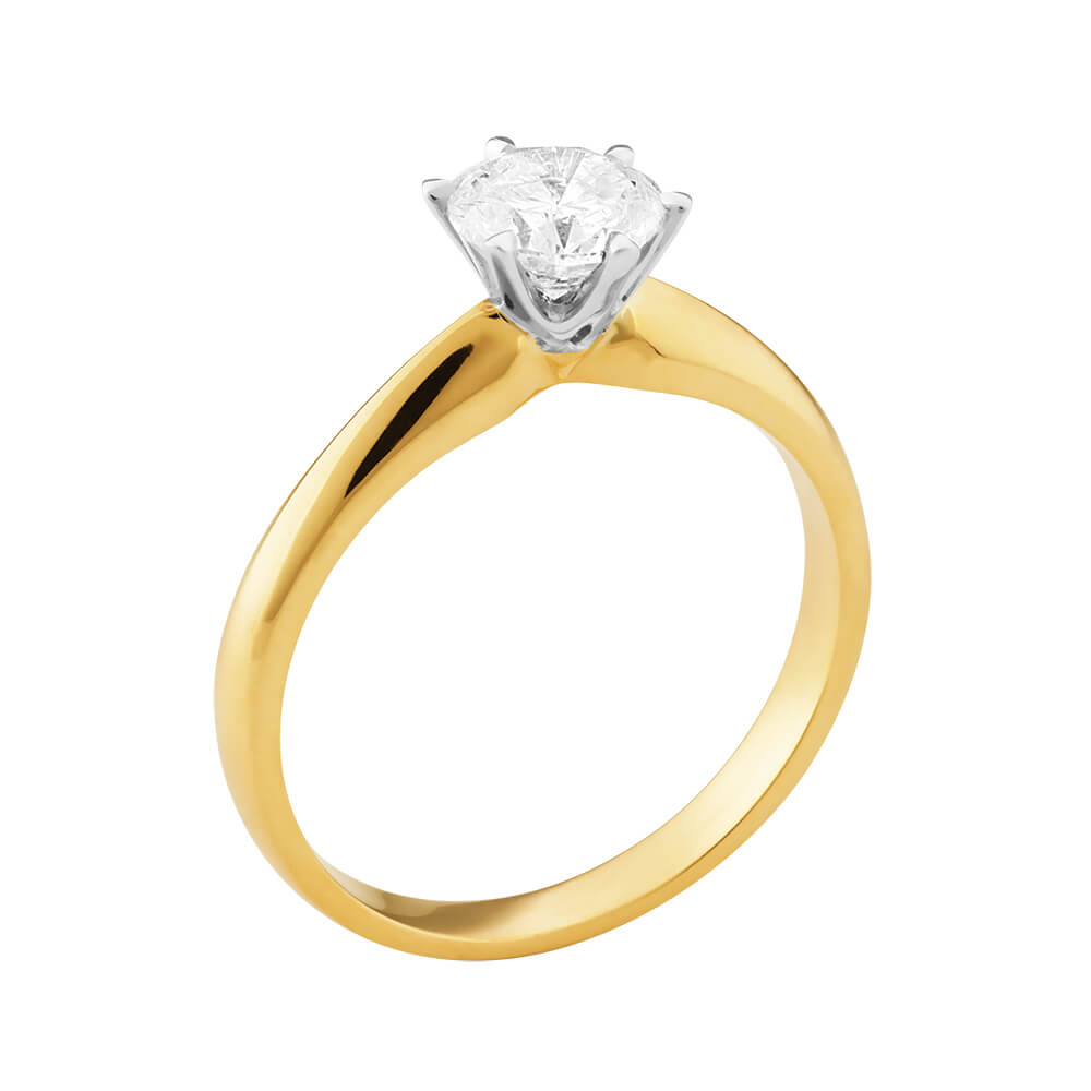 18ct Yellow Gold Single Diamond Solitaire Ring with a 1 - Carat Shimmering Diamond
