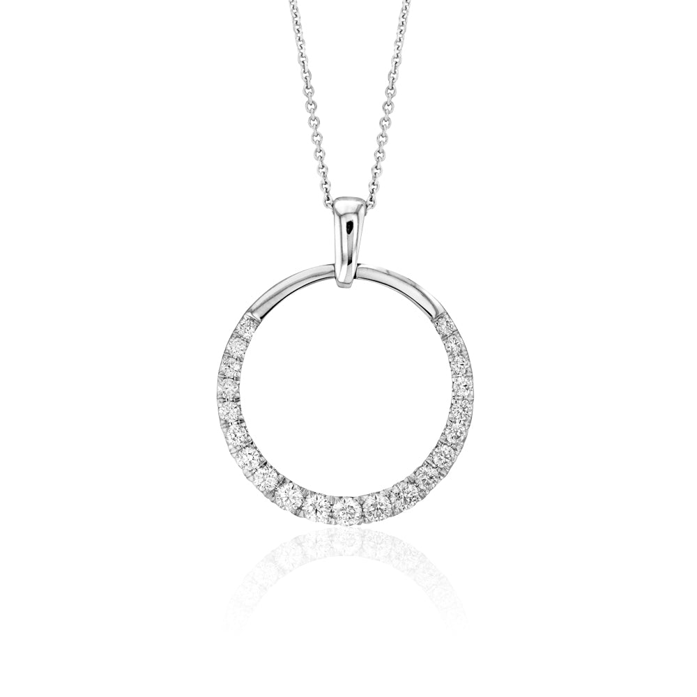 Exquisite 18ct White Gold Flawlessly Cut Diamond Graduated Circle Of Life Pendant with Matching Chain - A Timeless Jewelry Piece